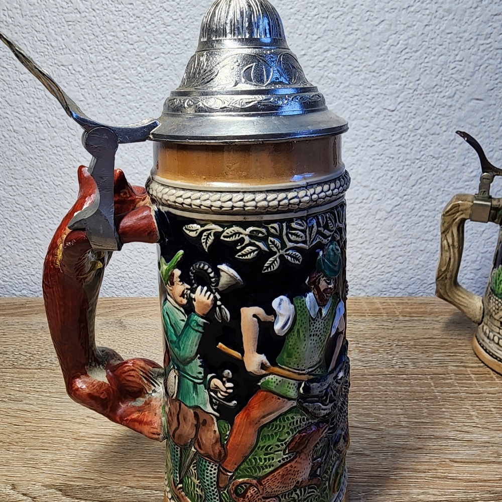 VINTAGE 3 Pc German Steins and Plate Lot - Picture 12 of 16